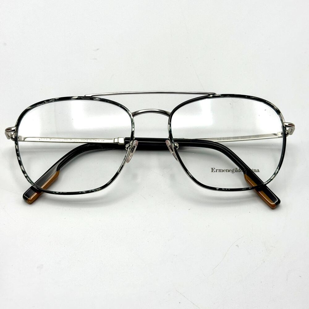 Ermenegildo Zegna Eyeglass Frames EZ5183 056 Silver Tortoise Pilot 56-18-145 New